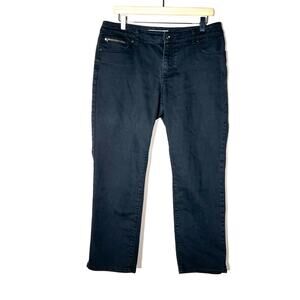 Chico's 1.5 platinum black straight leg jeans size 10 B110